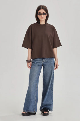Commoners Womens Heaxy Boxy Tee - Cocoa