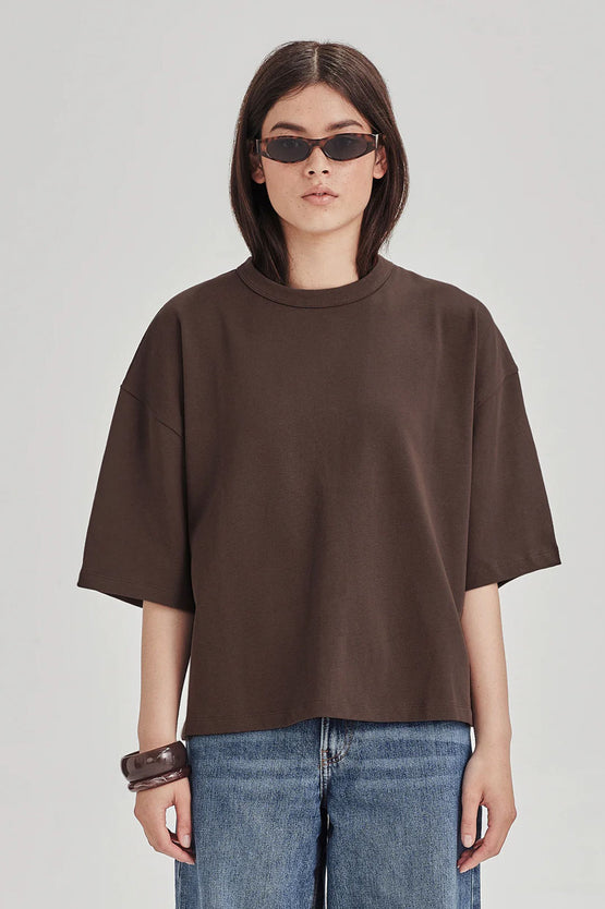 Commoners Womens Heaxy Boxy Tee - Cocoa