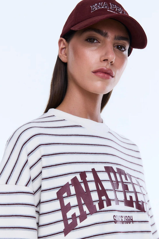 Ena Pelly Maeve Relaxed Tee - Burg Stripe