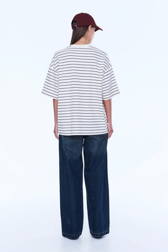 Ena Pelly Maeve Relaxed Tee - Burg Stripe