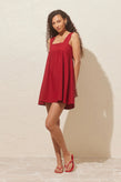 Ruby Margie Tie Minidress - Garnet