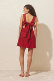 Ruby Margie Tie Minidress - Garnet