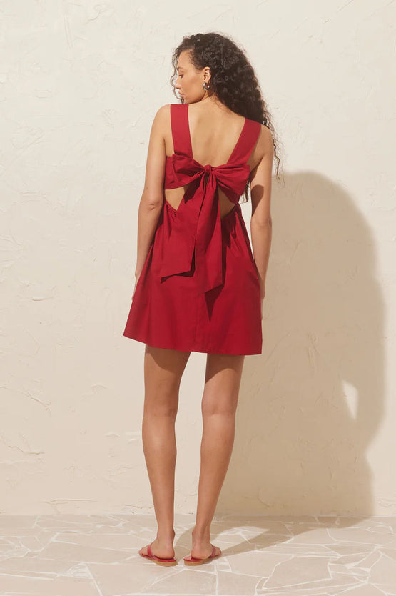 Ruby Margie Tie Minidress - Garnet