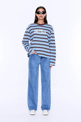 Ena Pelly Maria Boxy LS Tee - Blue/Brown