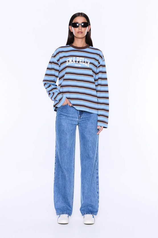 Ena Pelly Maria Boxy LS Tee - Blue/Brown