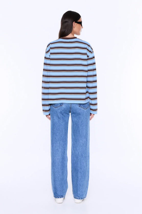 Ena Pelly Maria Boxy LS Tee - Blue/Brown
