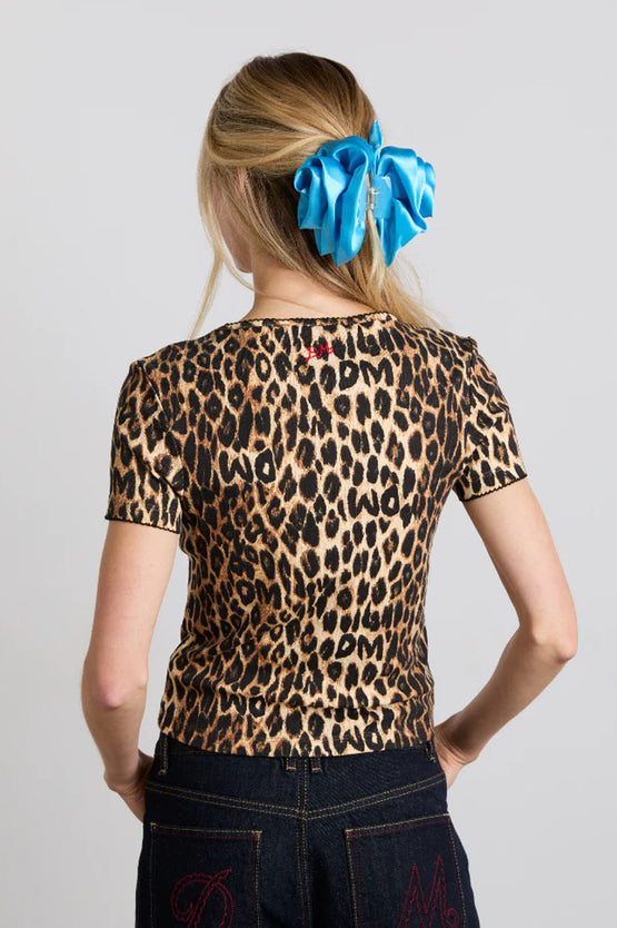 Damson Madder Marnie Pointelle Tee - Leopard