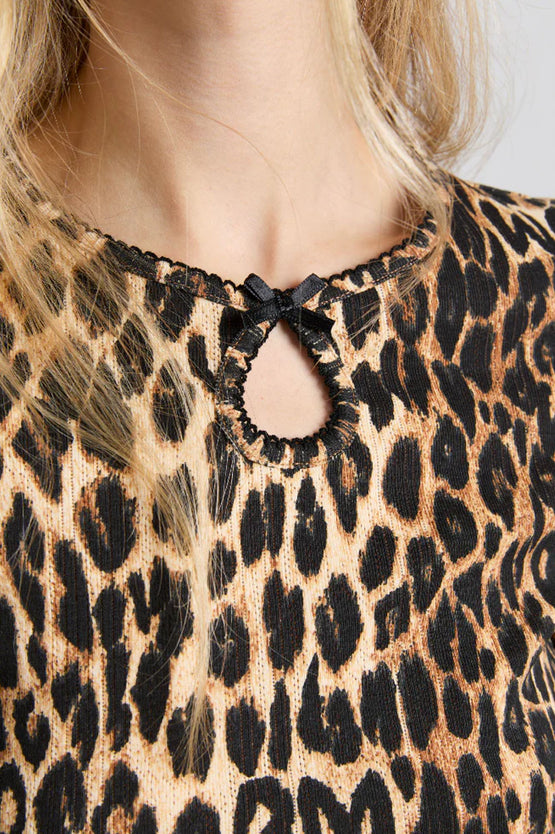 Damson Madder Marnie Pointelle Tee - Leopard