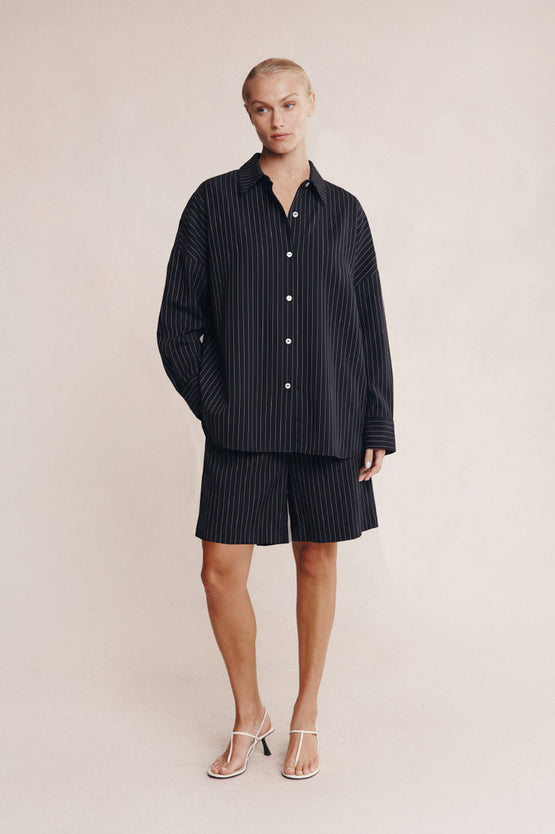 Marle Mella Shirt - Black Pinstripe