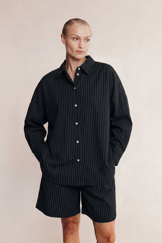 Marle Mella Shirt - Black Pinstripe