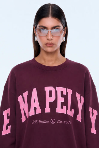 Ena Pelly Mila Oversized Sweater - Cherry