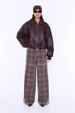 Ena Pelly Monroe Faux Leather Bomber - Burgundy