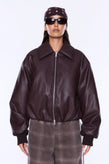 Ena Pelly Monroe Faux Leather Bomber - Burgundy