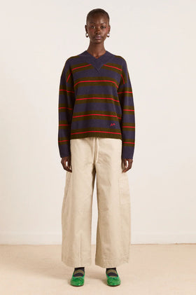 Damson Madder Odette Jumper - Olive Stripe