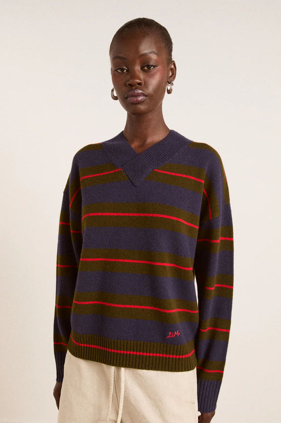 Damson Madder Odette Jumper - Olive Stripe