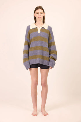 Pharlain Knit Polo - Blue/Green