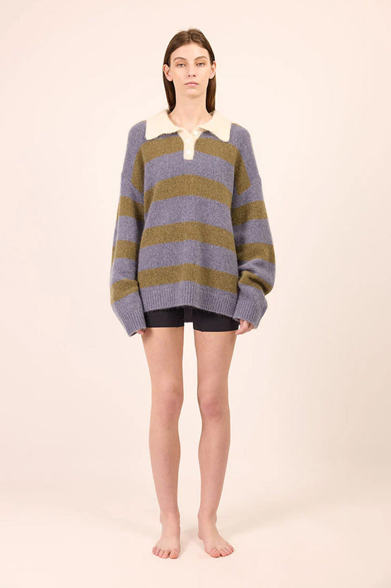 Pharlain Knit Polo - Blue/Green