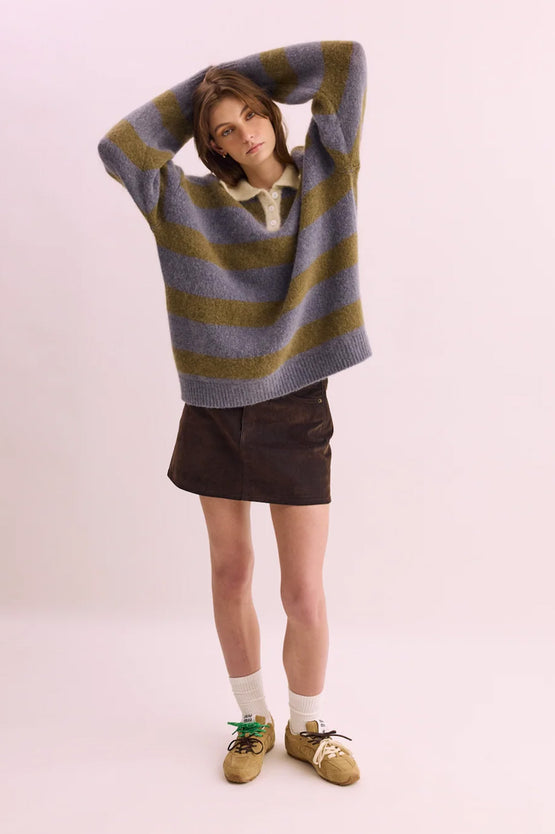 Pharlain Knit Polo - Blue/Green