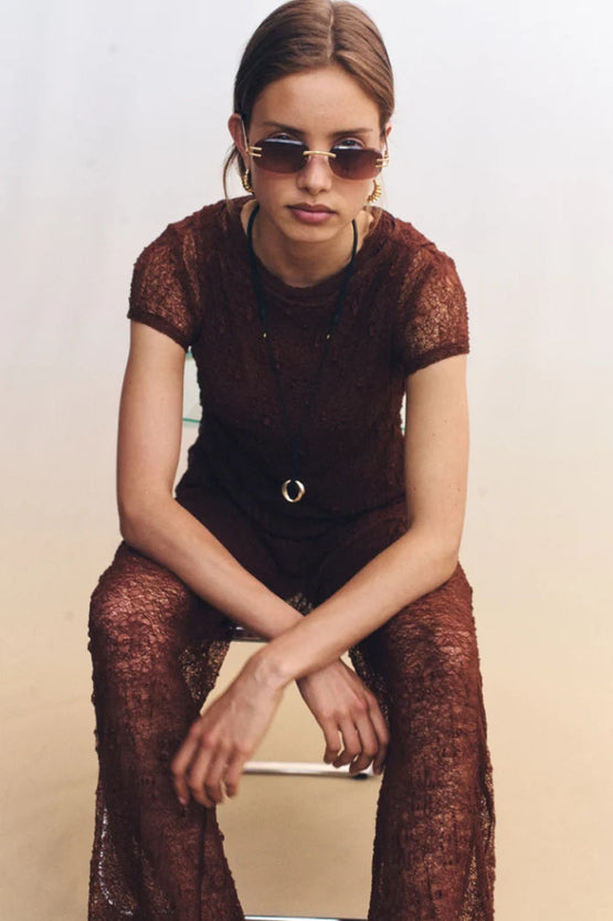 Blanca Riven Baby Tee - Brown