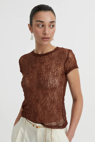 Blanca Riven Baby Tee - Brown