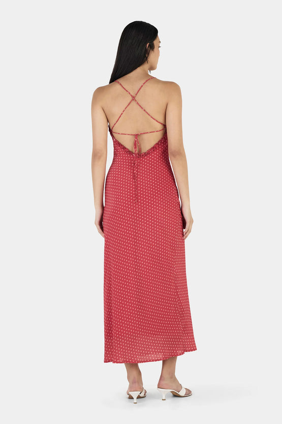 Ownley Samantha Midi Dress - Polka Splice