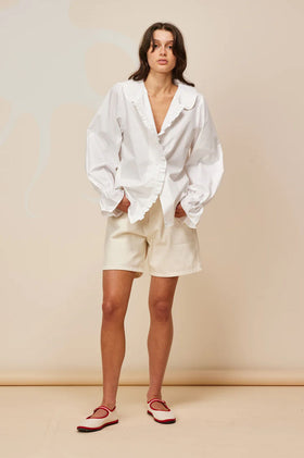 Ruby Sandler Ruffle Shirt - White
