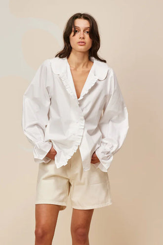 Ruby Sandler Ruffle Shirt - White