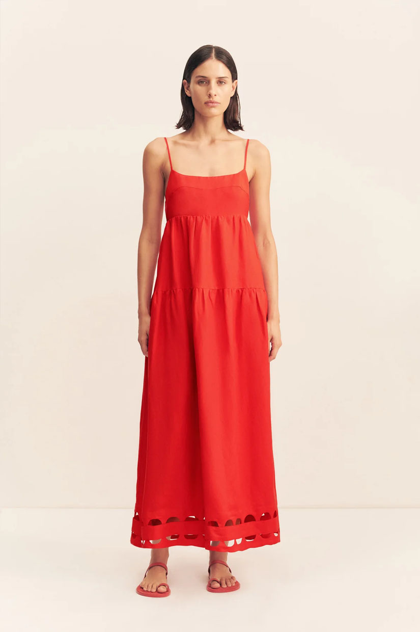 Shona Joy Birdie Scallop Maxi - Red