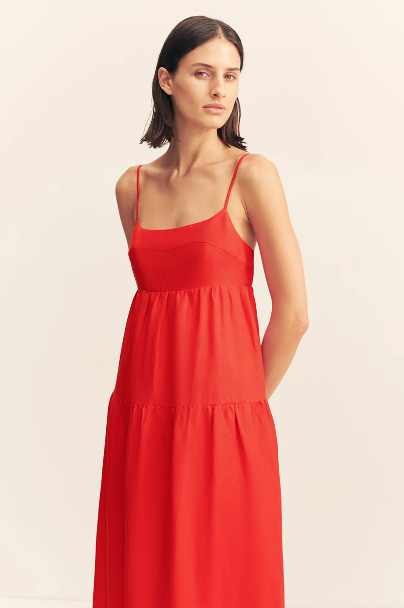 Shona Joy Birdie Scallop Maxi - Red