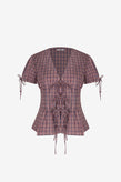 Ruby Simona Blouse - Bue Wine Gingham