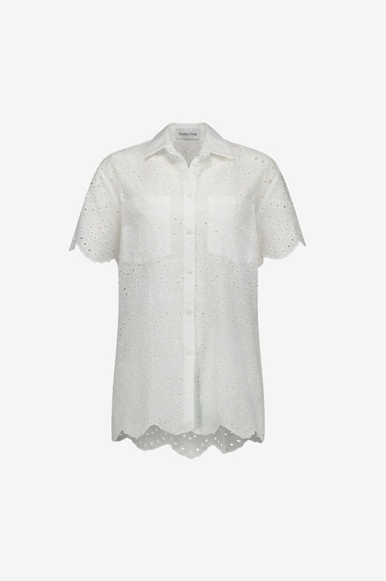 Caitlin Crisp SS Crisp Shirt - White Broderie