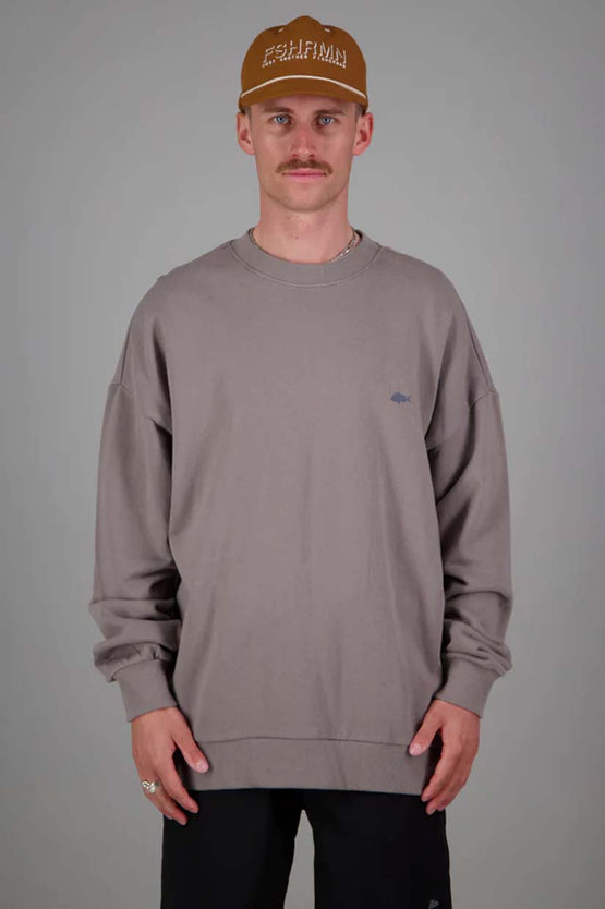 Just Another Fisherman Stamp Crew - Grey