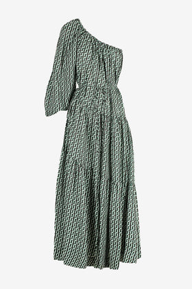 Shona Joy Ida Linen Tiered Maxi - Black Multi
