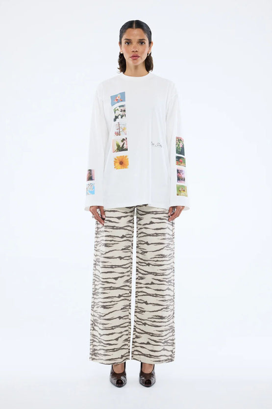 Ena Pelly Tiled Floral LS Tee - White