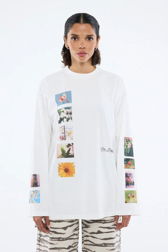 Ena Pelly Tiled Floral LS Tee - White