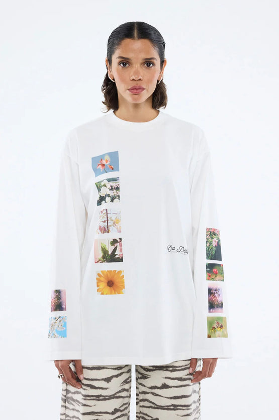 Ena Pelly Tiled Floral LS Tee - White