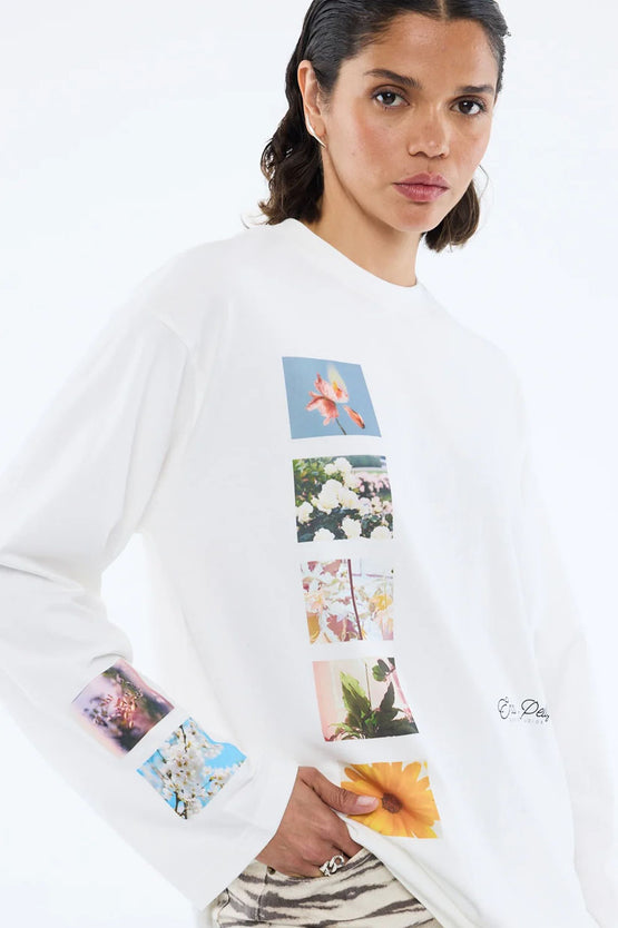 Ena Pelly Tiled Floral LS Tee - White