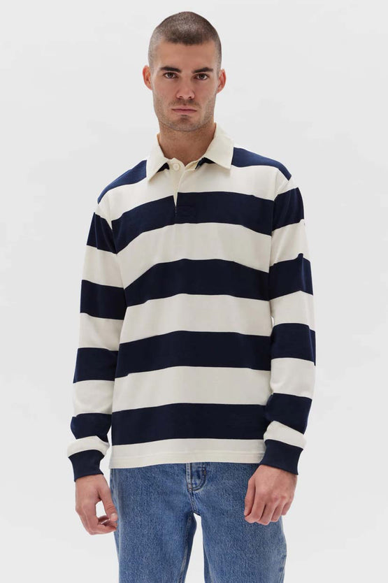Assembly Wade Striped LS Polo - True Navy