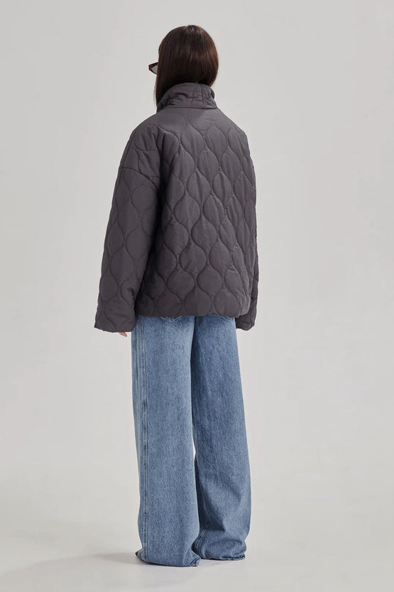 Commoners Quilted Wrap Jacket - Charcoal