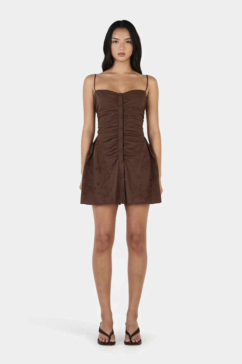 Ownley Yash Mini Dress - Chocolate Anglaise