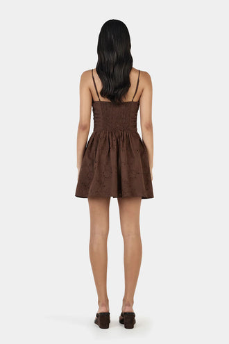 Ownley Yash Mini Dress - Chocolate Anglaise