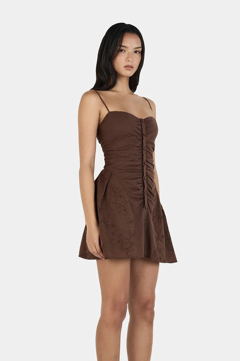 Ownley Yash Mini Dress - Chocolate Anglaise