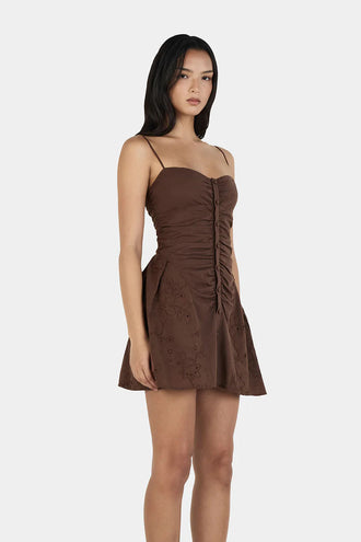 Ownley Yash Mini Dress - Chocolate Anglaise