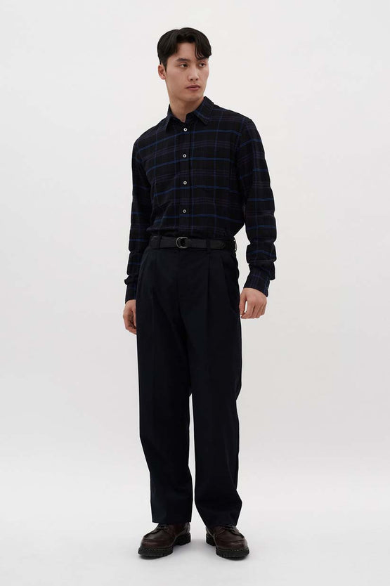 Norse Projects Algot Textured Check Shirt - Navy