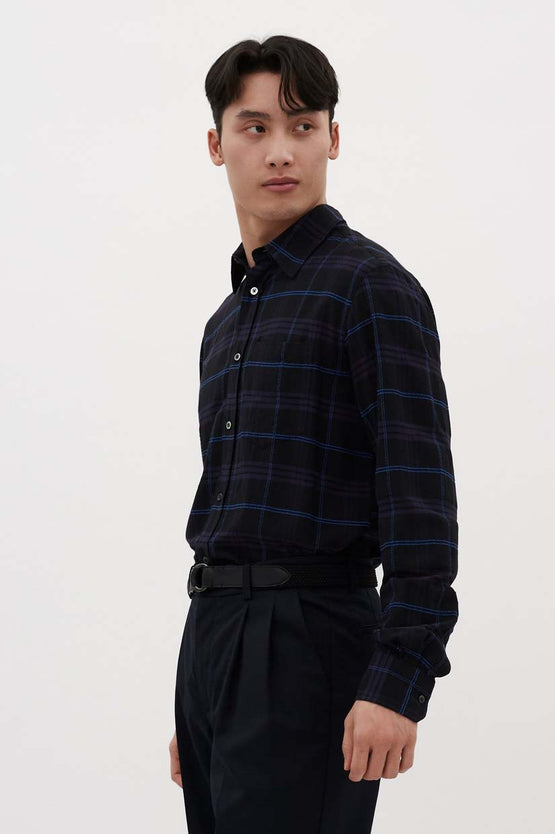 Norse Projects Algot Textured Check Shirt - Navy