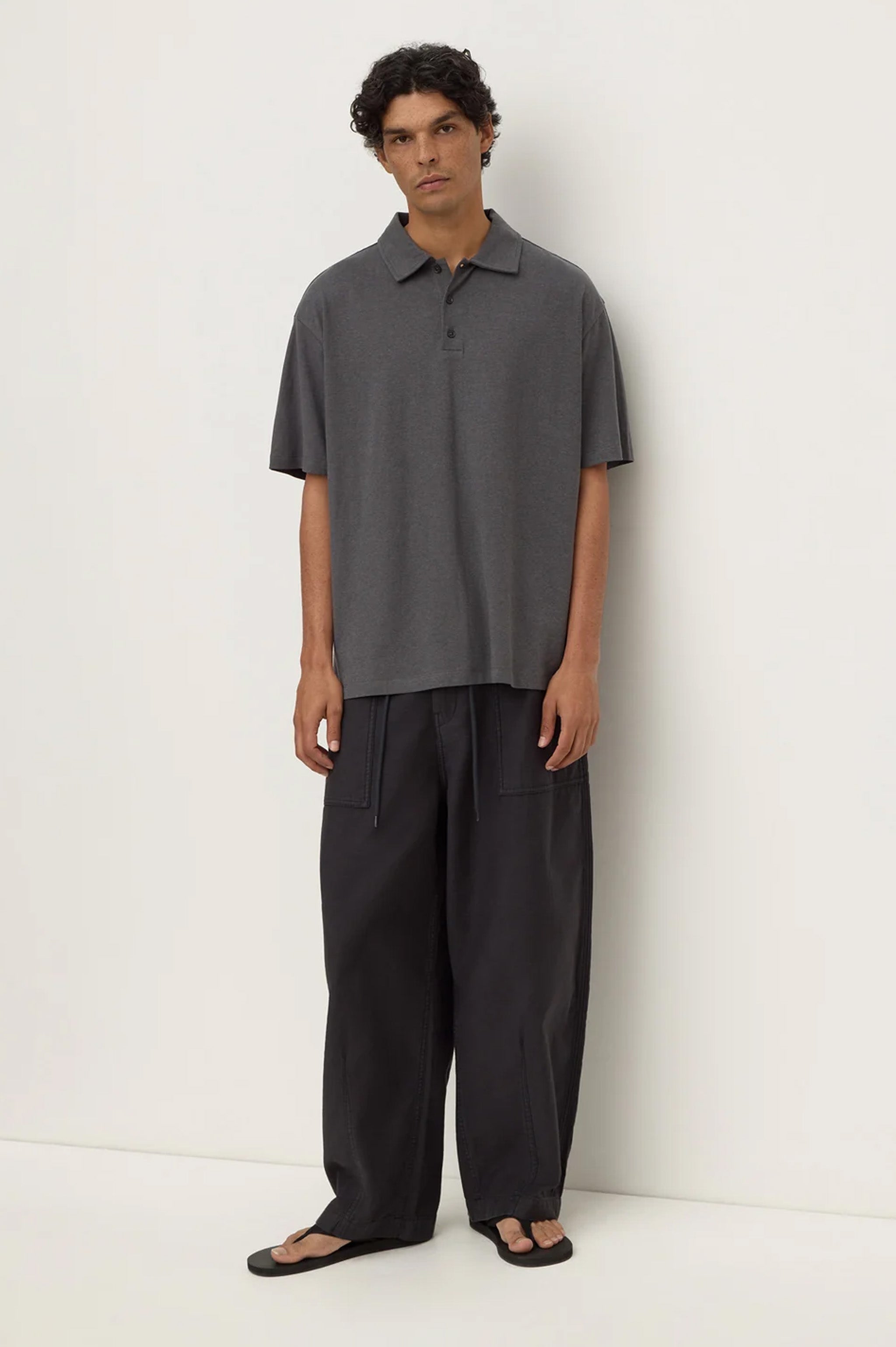Assembly Alonzo knit Polo - Washed Charcoal