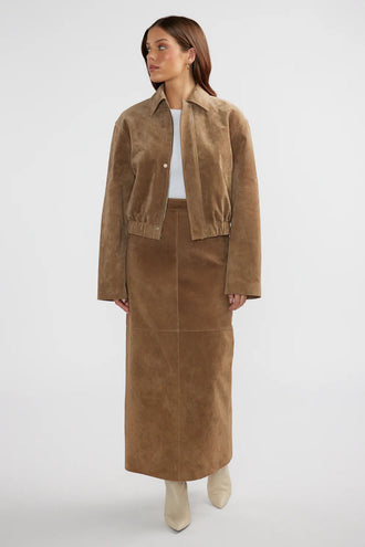 Ena Pelly Ana Suede Bomber - Toffee