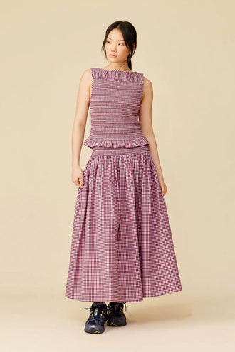 Ruby Anastasia Skirt - Pink Petrol Gingham