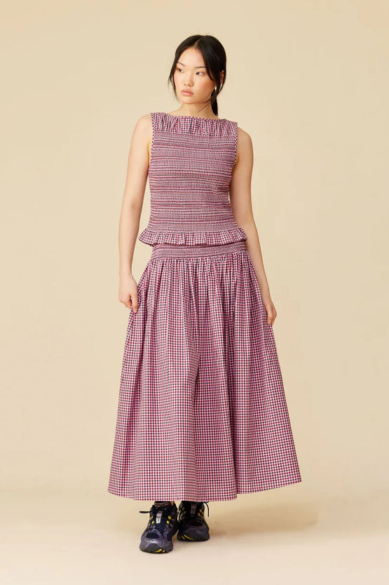 Ruby Anastasia Skirt - Pink Petrol Gingham