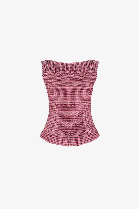 Ruby Anastasia Tank - Pink Petrol Gingham